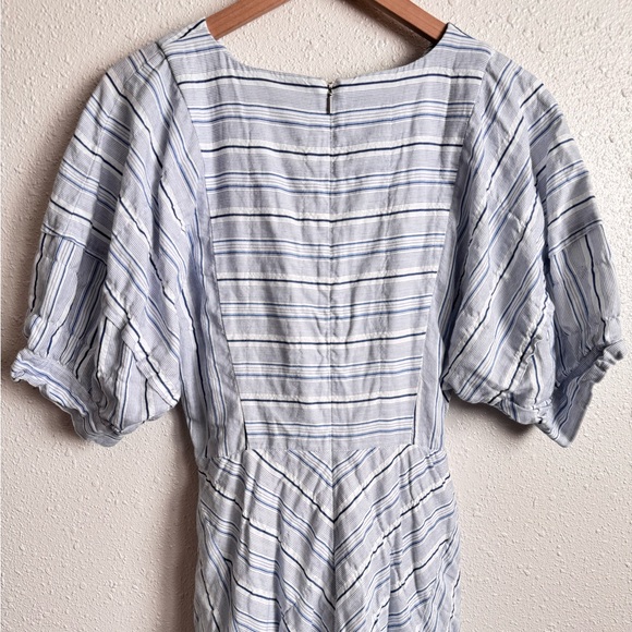 Rebecca Taylor Linen Cotton Midi Striped Dress Size 6 - Picture 6 of 7